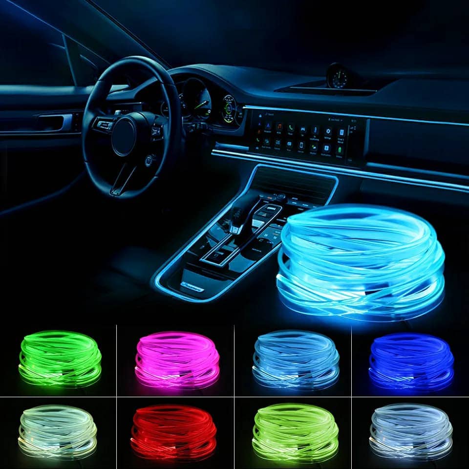 Bande lumineuse Fibre optique Led fluo RGB USB pour intérieur de voiture - Accessoires Auto/Moto - صورة 2