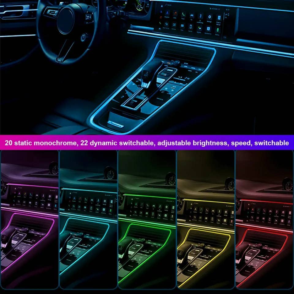 Bande lumineuse Fibre optique Led fluo RGB USB pour intérieur de voiture - Accessoires Auto/Moto - صورة 3