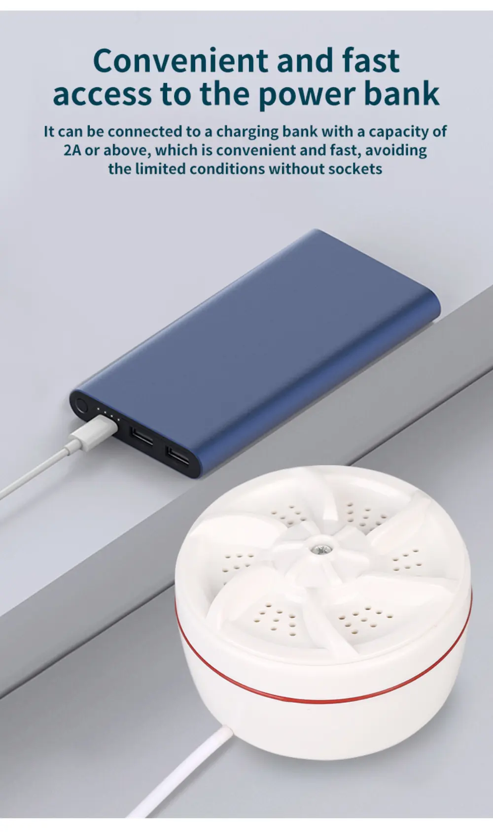 Mini Machine à Laver Portable 2 en 1, Laveuse à Ultrasons avec Câble USB - Electroménager - صورة 14