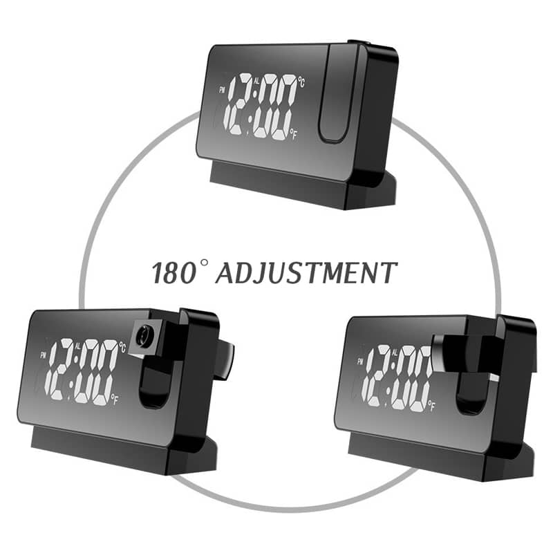Réveil numérique intelligent avec projecteur 180° TempéRature USB , Snooze - Electroménager - صورة 6