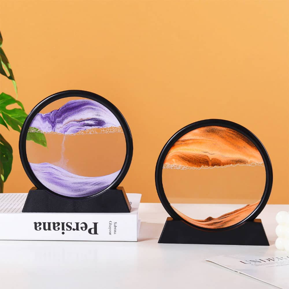Sablier 3D en Verre rond 12 pouces pour la décoration de la maison - Décoration - صورة 5