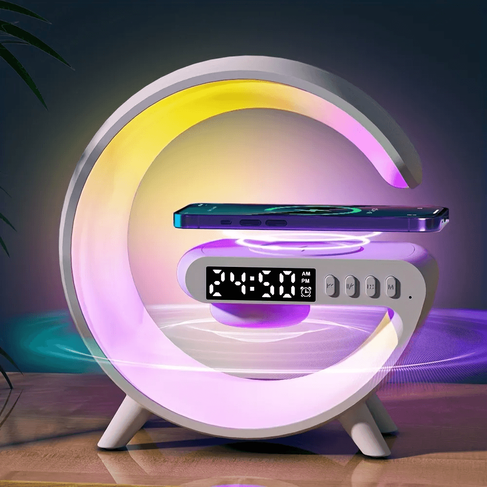 Réveil intelligente type G Bluetooth chargement sans fil haut-parleur RGB lumineuses G63-Blanc - Électronique - صورة 2