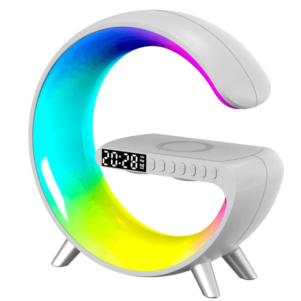 Réveil intelligente type G Bluetooth chargement sans fil haut-parleur RGB lumineuses G63-Blanc - Électronique - صورة 3