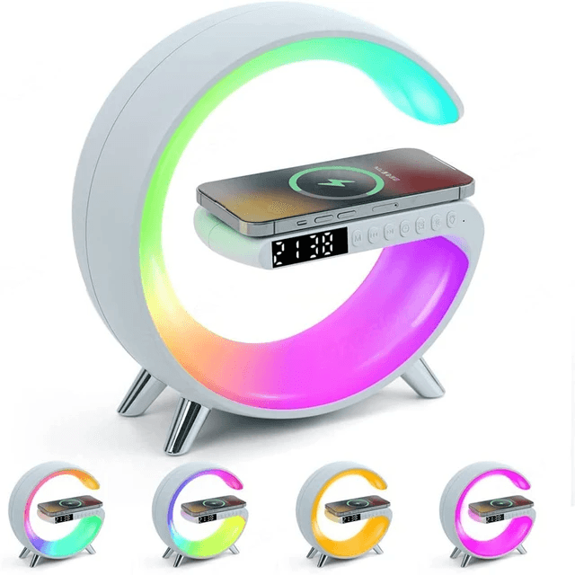 Réveil intelligente type G Bluetooth chargement sans fil haut-parleur RGB lumineuses G63-Blanc - Électronique - صورة 4