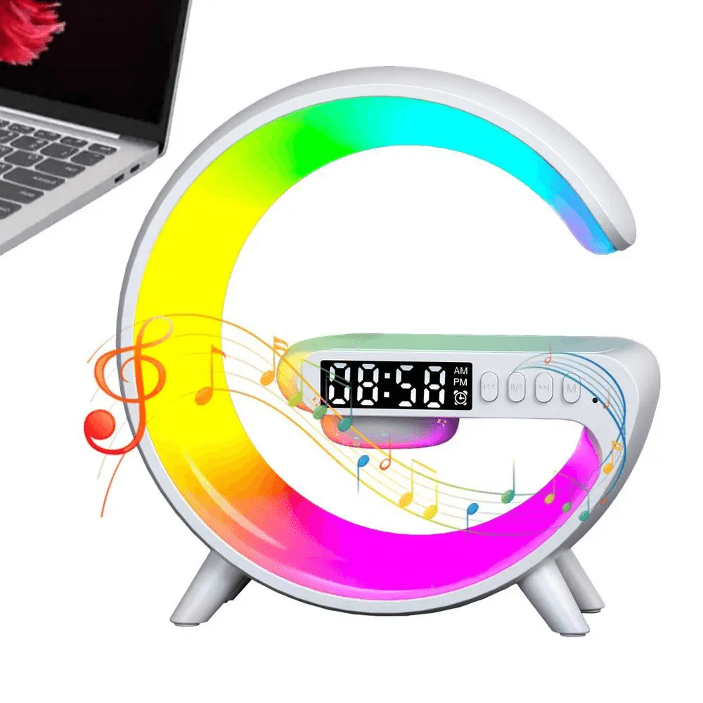 Réveil intelligente type G Bluetooth chargement sans fil haut-parleur RGB lumineuses G63-Blanc - Électronique - صورة 5