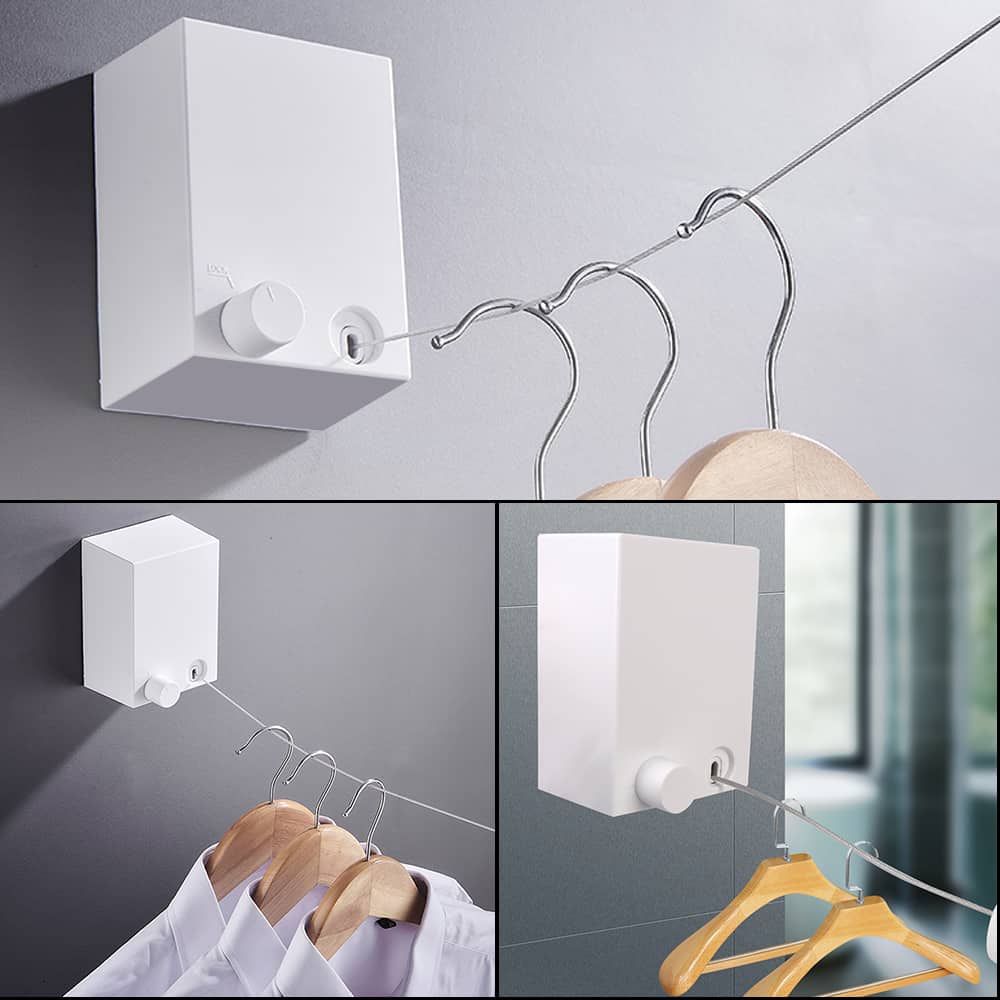 Corde à linge suspendue au mur Télescopique en Fil d'Acier Inoxydable - Maison - صورة 2