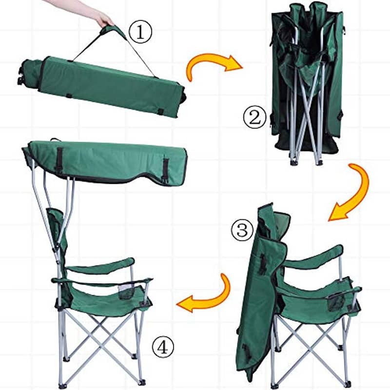 Chaise Longue Pliable Avec Porte Goblet Et Ombrelle - Camping et Randonnée - صورة 7