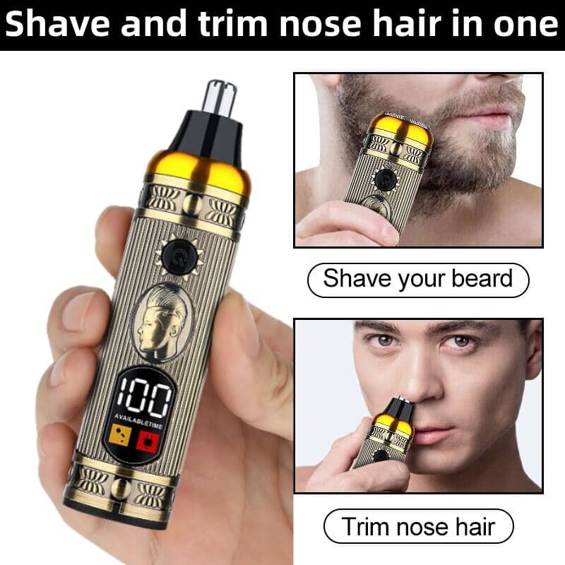 Ensemble  de rasoir électrique pour hommes, tondeuse pour barbe et nez, chargeur USB, avec écran LCD - Soins et Beauté - صورة 2