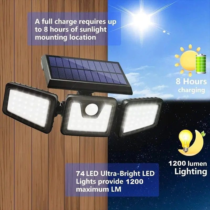Lampe solaires d’extérieur etanche 112 LED Avec détecteur de mouvement FL-1725A - Maison - صورة 9