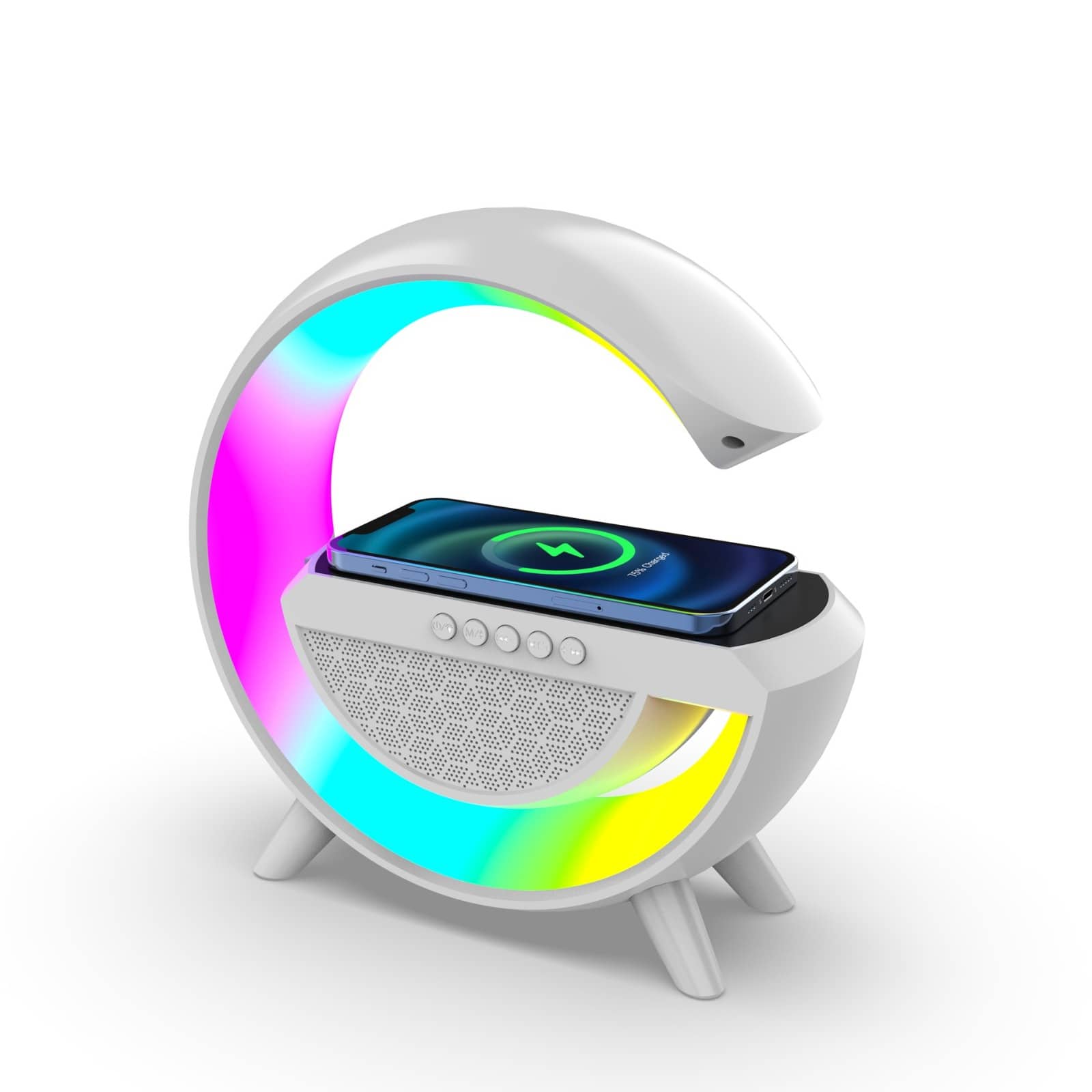 Lampe De Chevet RGB intelligente type Big G Wireless Charger / Speaker Bluetooth 5.2  HM-3201 | YN-2209 - Électronique - صورة 2