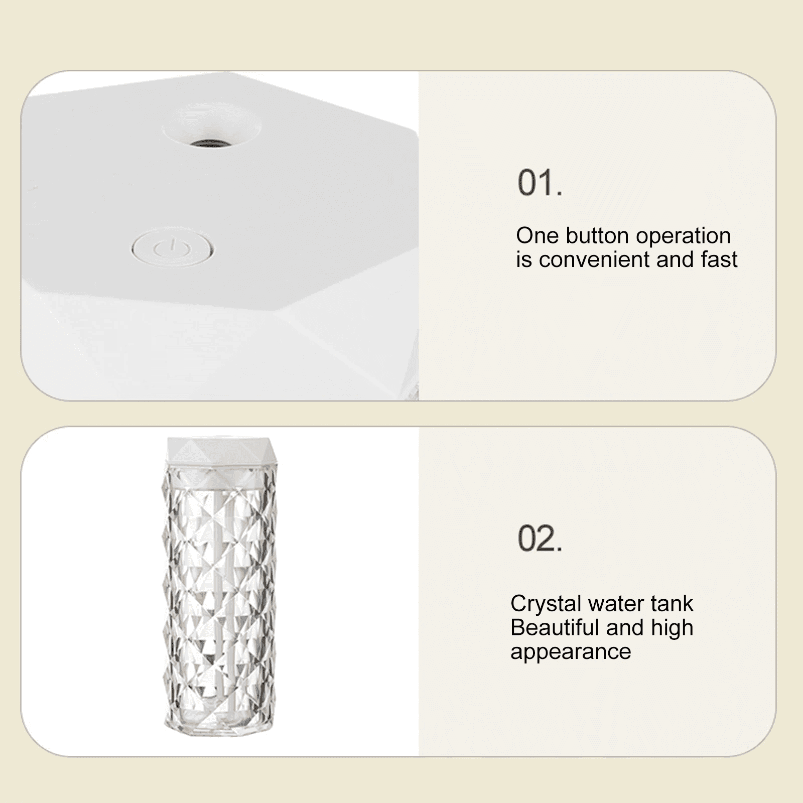 Lampe en cristal avec humidificateur d’air, diffuseur d’arôme, USB 900ml - Décoration - صورة 10