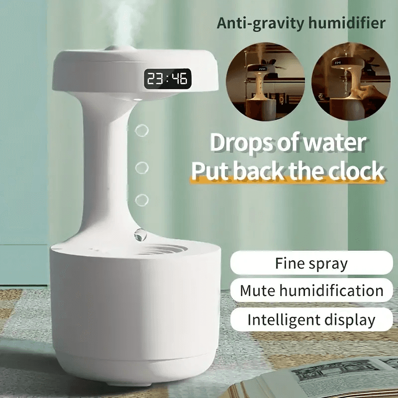 Réveil et Humidificateur d’air gouttelettes d’eau Anti-gravité 800ml