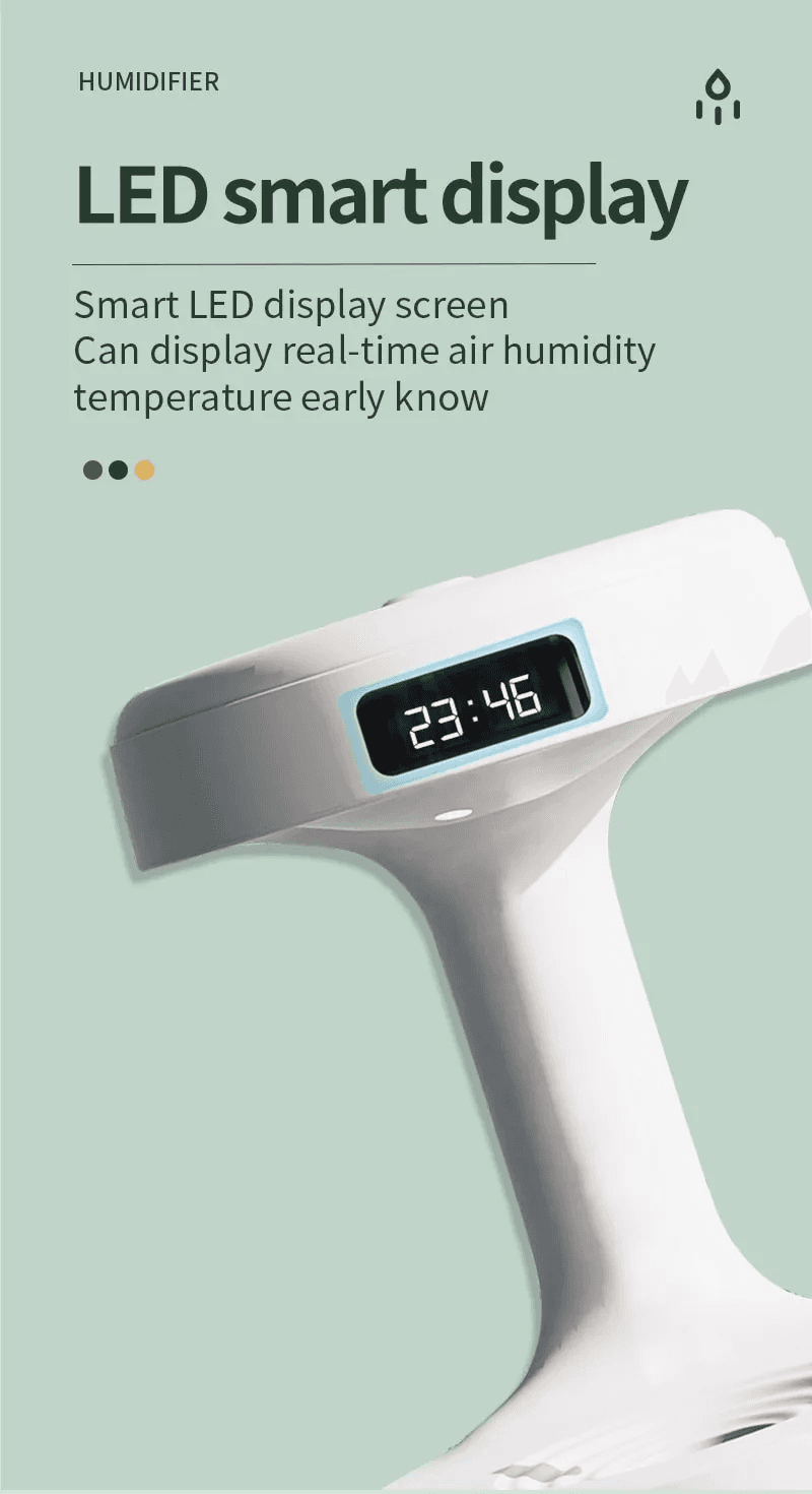 Réveil et Humidificateur d’air gouttelettes d’eau Anti-gravité 800ml - Décoration - صورة 3