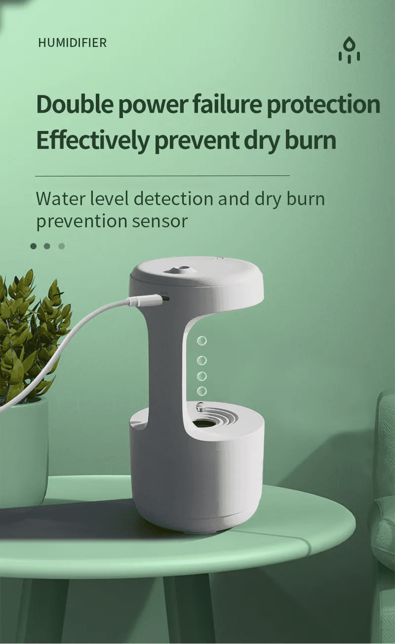 Réveil et Humidificateur d’air gouttelettes d’eau Anti-gravité 800ml - Décoration - صورة 6