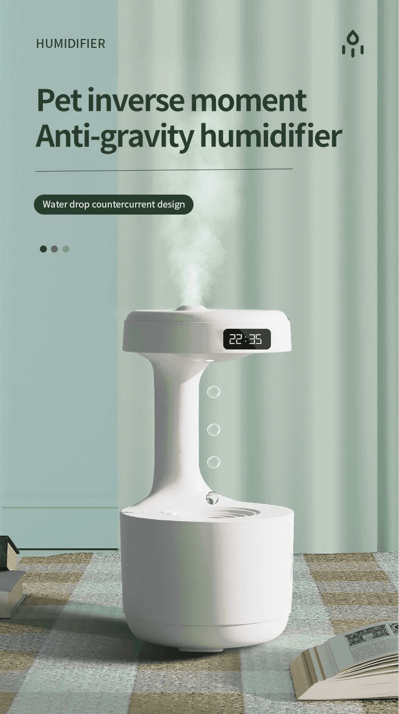 Réveil et Humidificateur d’air gouttelettes d’eau Anti-gravité 800ml - Décoration - صورة 7