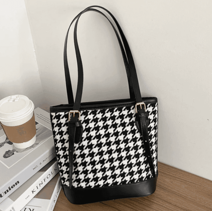 Sacs à bandoulière pied-de-poule Vintage pour femmes grande capacité - Sac à dos et Mode - صورة 3