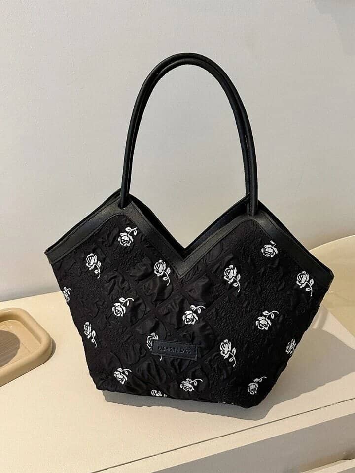 Sac à bandoulière à motif floral avec motif de patch de lettre - Sac à dos et Mode - صورة 4