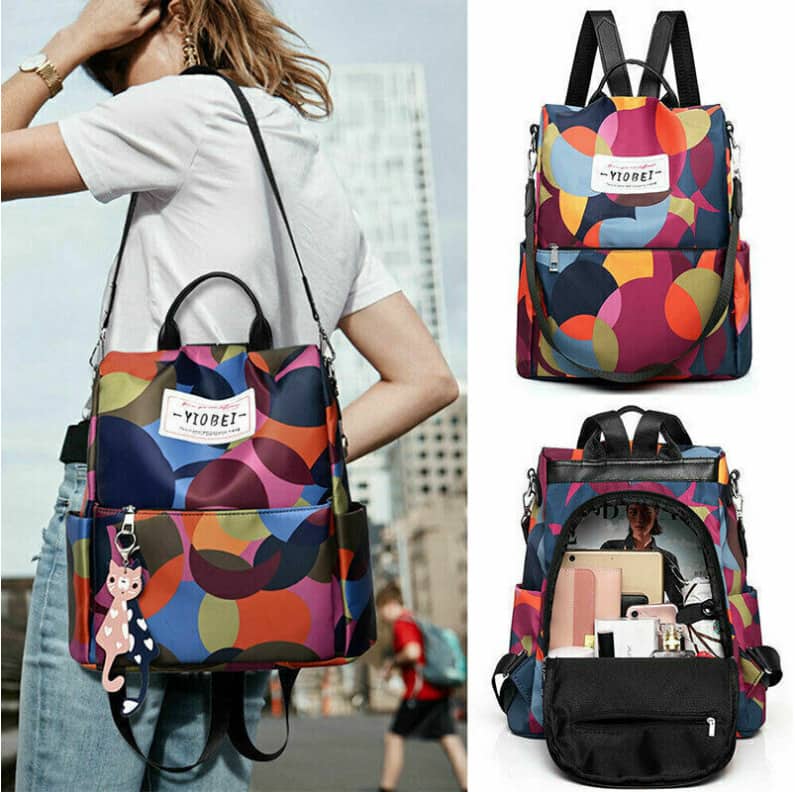 Sac à dos oxford Antivol étanche pour femmes – multicouleur – حقيبة ظهر أكسفورد مقاومة للماء ومضادة للسرقة للنساء - Sac à dos et Mode - صورة 5
