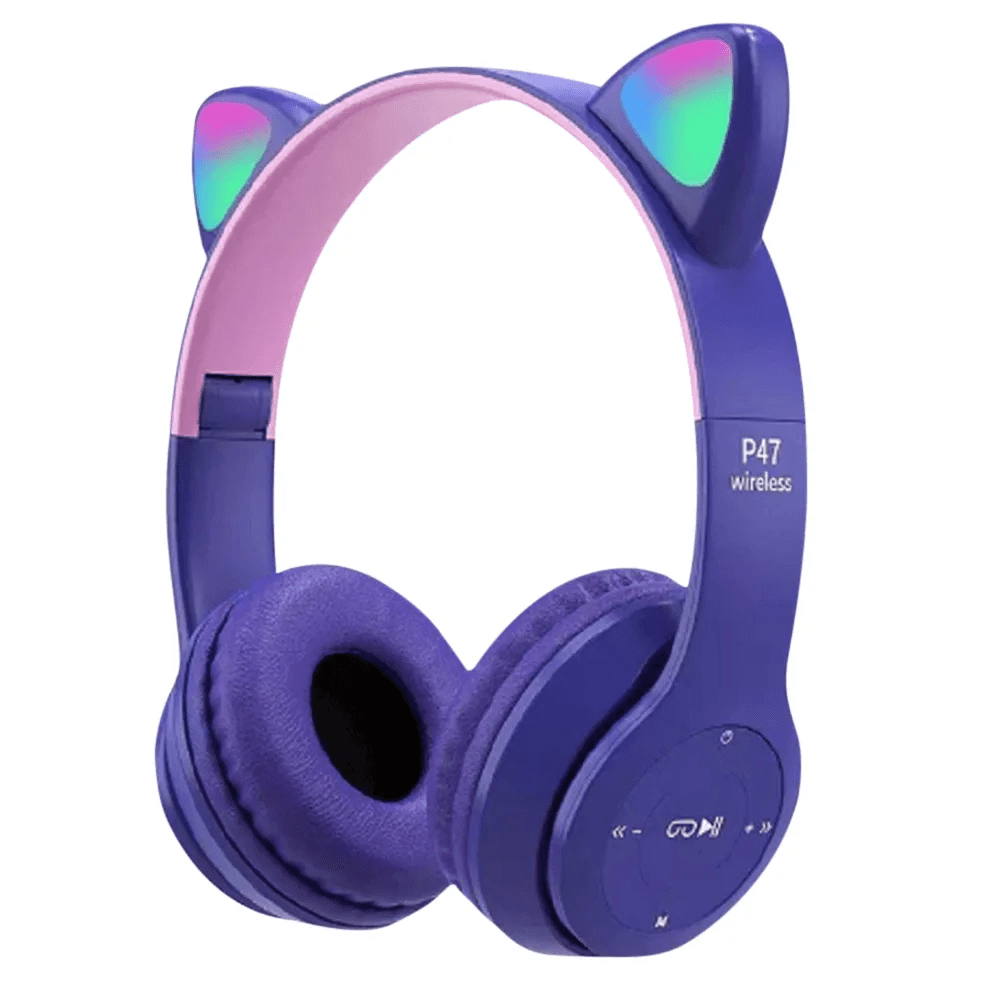 Casque Bluetooth sans fil avec oreilles de chat LED clignotantes P47M - Électronique - صورة 3