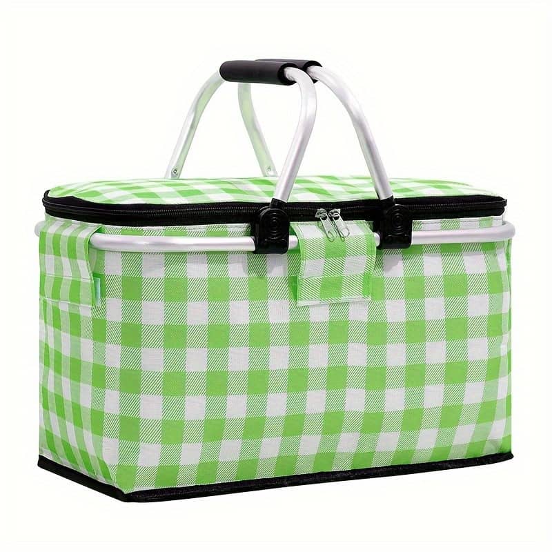 Panier de pique-nique a isolation thermique pliable portable avec couvercle et poignée en aluminium - Cuisine - صورة 5