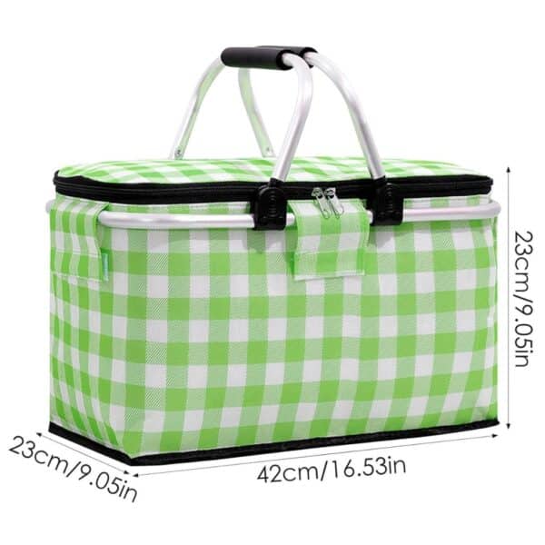 Panier de pique-nique a isolation thermique pliable portable avec couvercle et poignée en aluminium - Cuisine - صورة 7