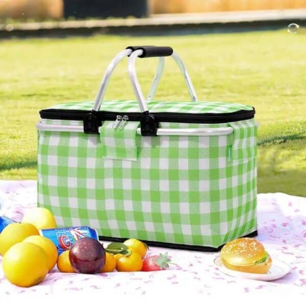 Panier de pique-nique a isolation thermique pliable portable avec couvercle et poignée en aluminium - Cuisine - صورة 9