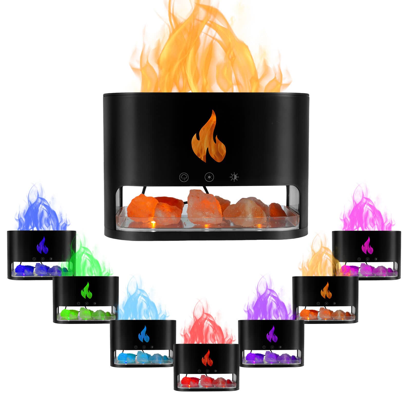 Diffuseur d'huiles essentielles flamme avec des roches de sel de cristal 250ML - موزع روائح الزيوت العطرية باللهب مع صخور الملح الكريستالي 250 مل - Décoration - صورة 2
