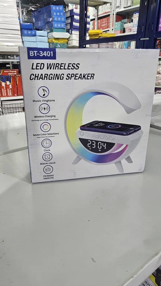 Réveil et Haut-parleur Bluetooth RGB intelligente type Big G Wireless Charger V3  -  BT-3401 - Électronique - صورة 6