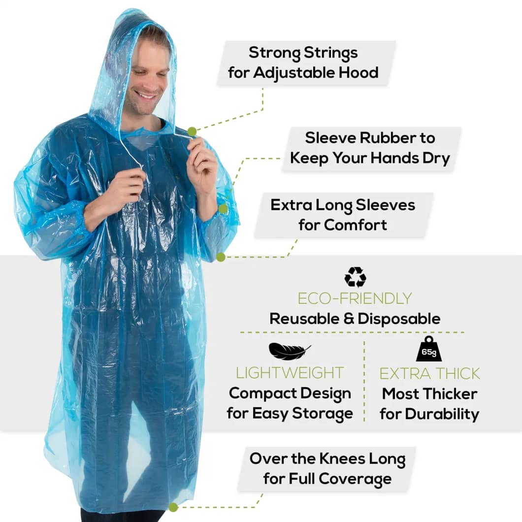 Poncho à capuche Transparent imperméable Pour Adulte protection d’urgence - Divers - صورة 11
