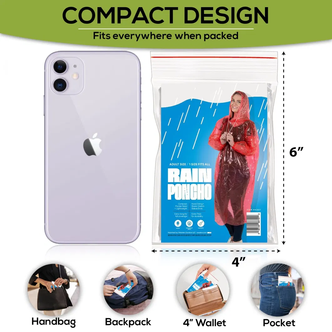 Poncho à capuche Transparent imperméable Pour Adulte protection d’urgence - Divers - صورة 12