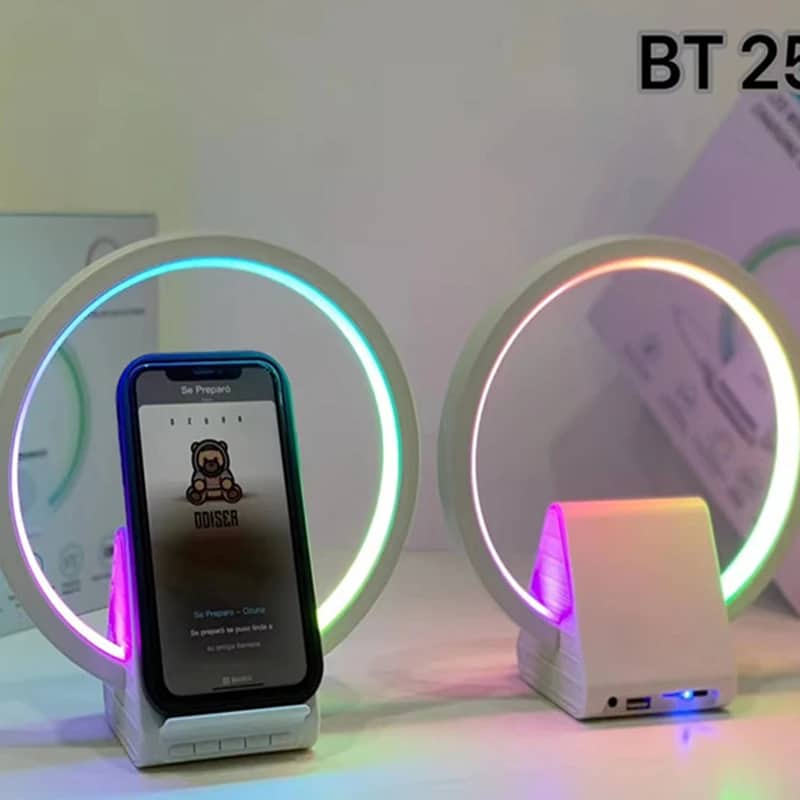 Lampe de chevet avec chargeur sans fil, haut-parleurs Bluetooth rechargeables support de charge rapide, 15W  BT-256 - Électronique - صورة 11