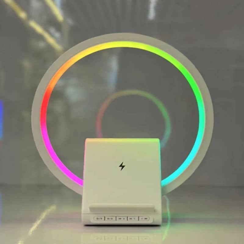 Lampe de chevet avec chargeur sans fil, haut-parleurs Bluetooth rechargeables support de charge rapide, 15W  BT-256 - Électronique - صورة 13