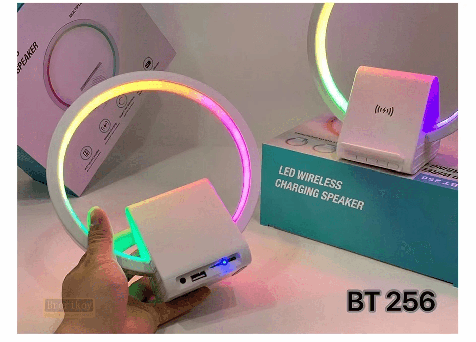 Lampe de chevet avec chargeur sans fil, haut-parleurs Bluetooth rechargeables support de charge rapide, 15W  BT-256 - Électronique - صورة 4