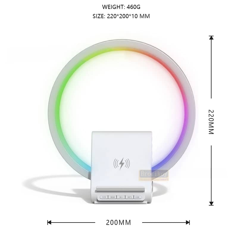 Lampe de chevet avec chargeur sans fil, haut-parleurs Bluetooth rechargeables support de charge rapide, 15W  BT-256 - Électronique - صورة 5