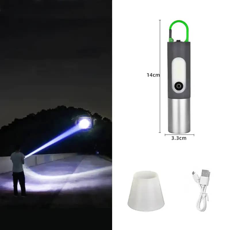 Lampe de poche LED zoomable 4 modes, Rechargeables 1800mAh - Camping et Randonnée - صورة 5