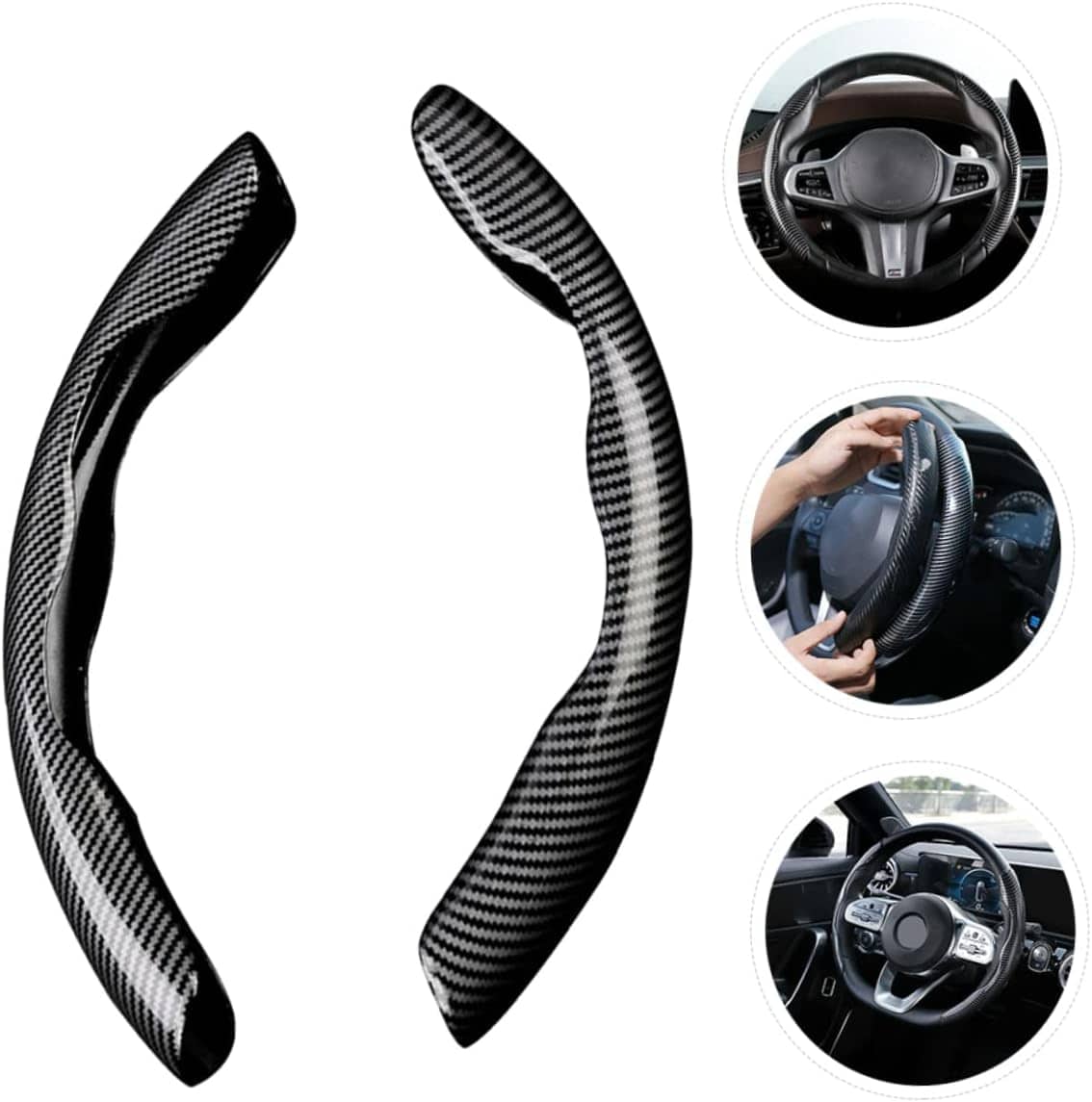 2 Pcs Housse de Volant Voiture antidérapant Noir carbon - Accessoires Auto/Moto - صورة 2