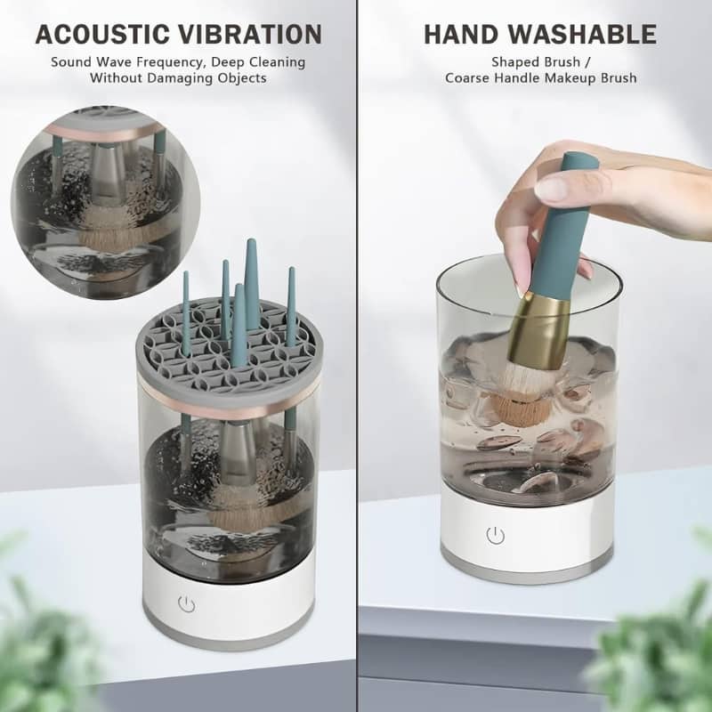 Machine de nettoyage de pinceaux maquillage électrique portable 3en1 - منظف ​​ومجفف فرش المكياج الأوتوماتيكي - Soins et Beauté - صورة 5