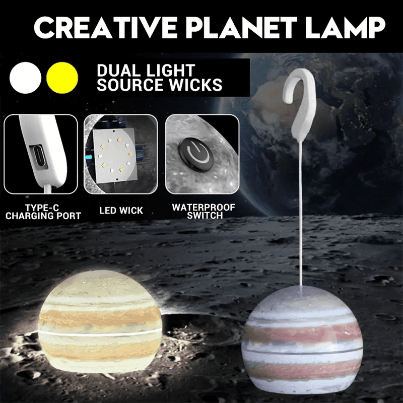 Lampe Led Suspendue En Forme De Boule Décorative, Rechargeable Par Usb, Pour Camping Intérieur Et Extérieur, En Forme De Lune Ou De Terre, 1 Pièce - Décoration - صورة 5