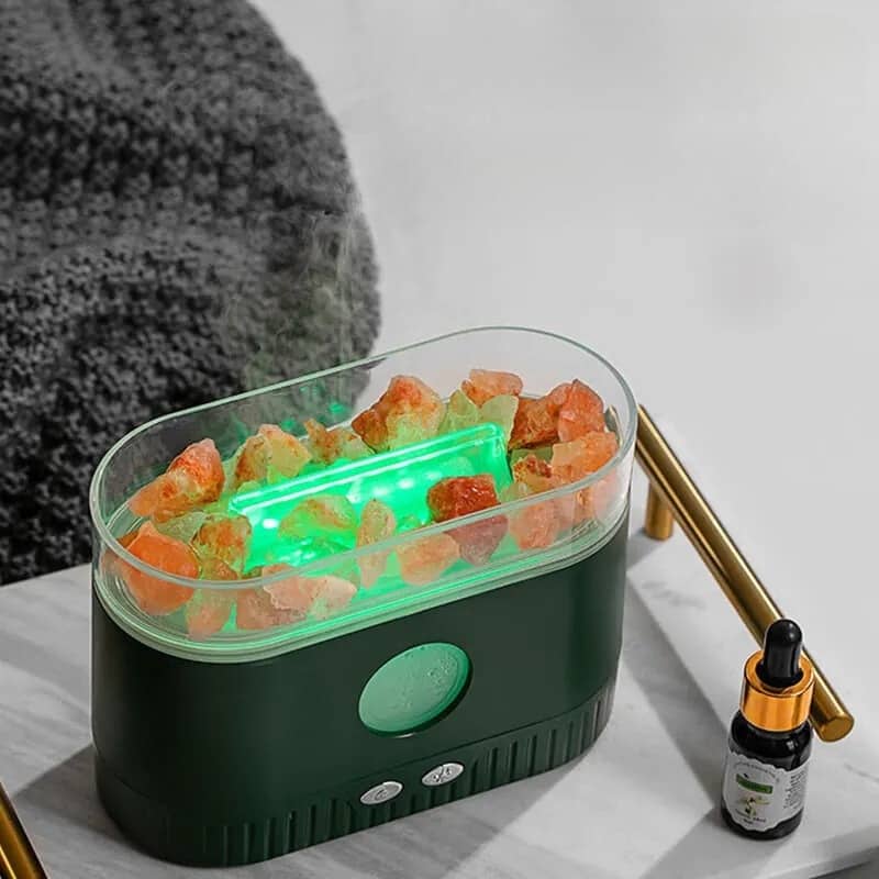 Humidificateur flamme multicolore des huiles essentielles aromatiques en pierre de sel 200ml - موزع روائح الزيوت العطرية باللهب مع صخور الملح الكريستالي 200 مل - Décoration - صورة 2