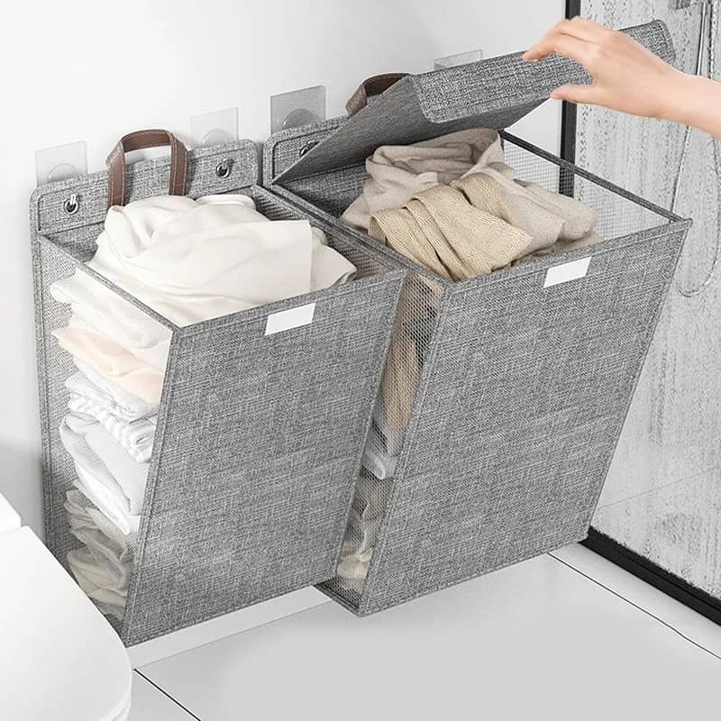 Panier à linge mural pliable pour vêtements sales, rangement pour linge, grande capacité - Maison - صورة 5
