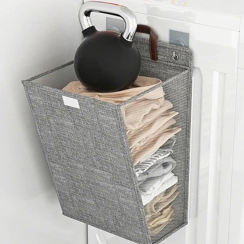 Panier à linge mural pliable pour vêtements sales, rangement pour linge, grande capacité - Maison - صورة 6