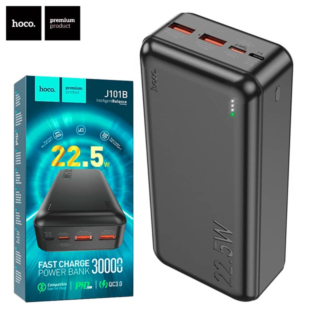 Hoco Power Bank Fast Charge  30000mAh Avec 2 USB QC 3.0  – J101B