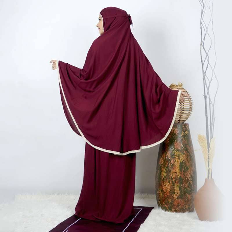 PACK طقم صلاة نسائي 4 قطع برداء فضفاض وسجادة مبطنة مع غلاف للمصحف + جهاز تسبيح رقمي محمول، سبحة صلاة مع عداد رقمي - صورة 5