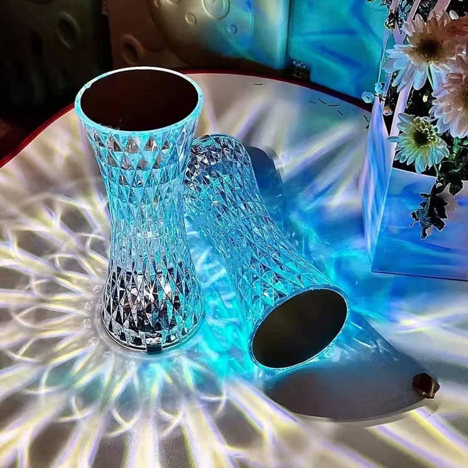 lampe de table en cristal sans fil Tactile Rgb pour chambre - Décoration - صورة 2