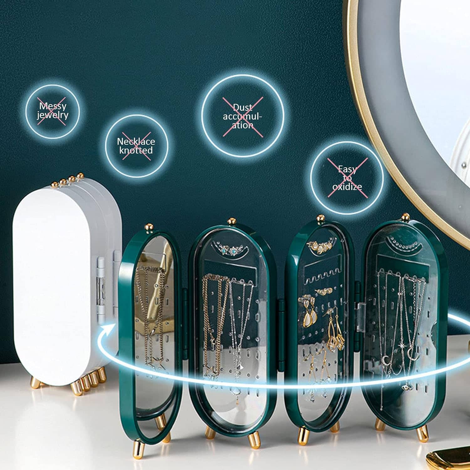 Présentoir Boîte de rangement de bijoux pliable, organisateur de boucles d’oreilles, - Soins et Beauté - صورة 4