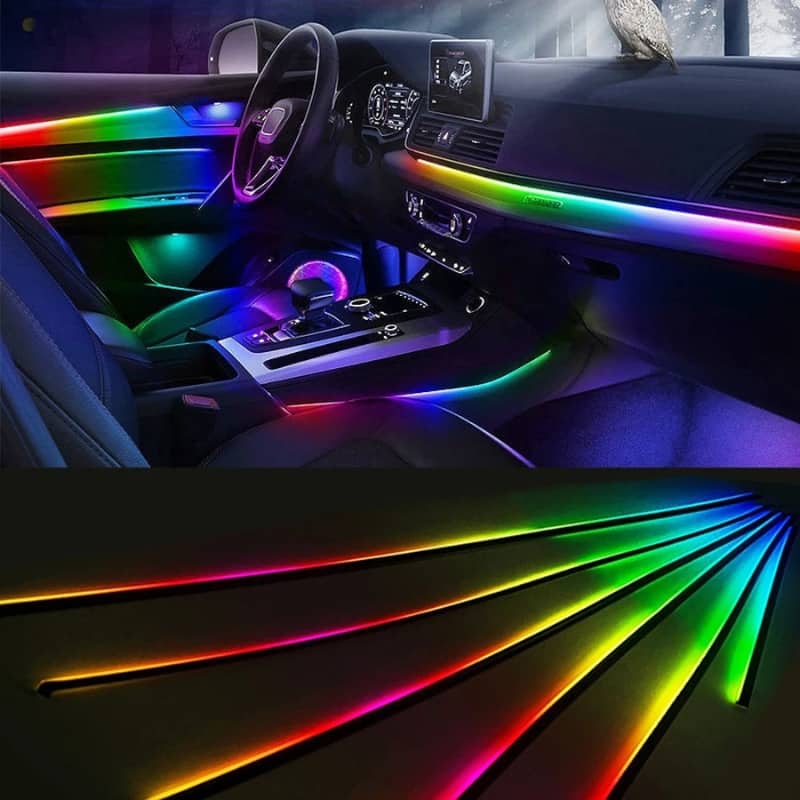 Bande lumineuse LED en néon RGB pour intérieur de voiture, éclairage suivi son d'ambiance Avec app et télécommande - Accessoires Auto/Moto - صورة 2