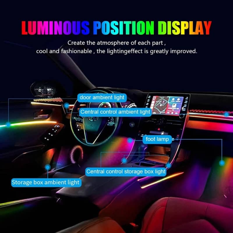 Bande lumineuse LED en néon RGB pour intérieur de voiture, éclairage suivi son d'ambiance Avec app et télécommande - Accessoires Auto/Moto - صورة 5