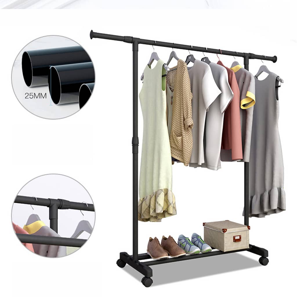 Penderie Mobile Double Barres Extensible Hauteur réglable avec 4 Roulettes  V6 - Maison - صورة 3