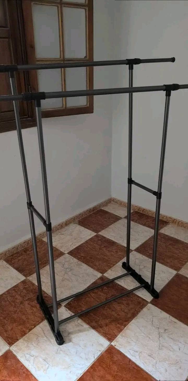 Penderie Mobile Double Barres Extensible Hauteur réglable avec 4 Roulettes  V6 - Maison - صورة 5