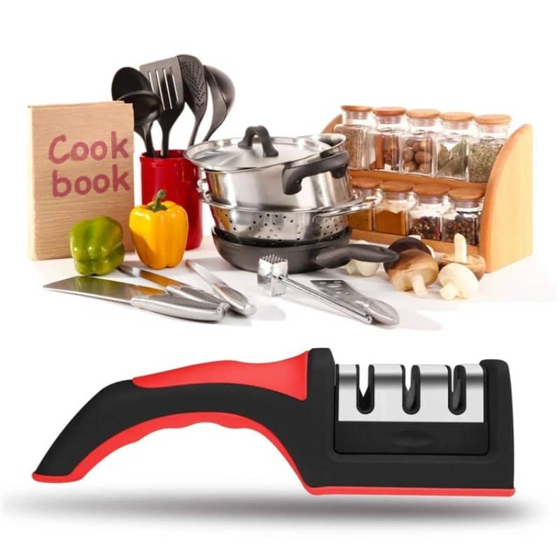 Aiguisoir de couteaux a 3 étapes en acier diamant enduit de céramique , outils d’affûtage de cuisine - Cuisine - صورة 2